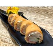 Hot Roll: Haru Hot - 05und. (sem arroz) - Massa de Harumaki, Salmão, Camarão, kani, Cream Cheese e Cebolinha