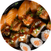 Combinados: Combinado Só Sushi Especial - Combo (Ingredientes: 23 peças - 5 niguiri, 5 uramaki cru, 6 uramaki especial, 7 hossomaki, Cebolinha, Cream Cheese, Gergelim, Tarê)
