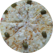 Salgadas: 04-A moda do pizzaiolo - Pizza Grande (Ingredientes: Molho de Tomate em Baixo, Mussarela, Oregano, Palmito, Parmesão, Presunto, Requeijão de Copo)