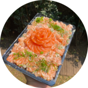 Temaki: Temaki Aberto Cru c/ Sashimi - Temaki (Ingredientes: Cebolinha, Cream Cheese, Gergelim)