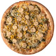 Extras: Vegetariana - Pizza Pequena (Ingredientes: Azeitona Verde, Cebola, Ervilha, Escarola, Milho, Mussarela, Orégano, Palmito)