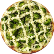Tradicionais: Brócolis Catupiry - Pizza Grande (Ingredientes: Brócolis, Catupiry, Molho de tomate, Mussarela, Orégano)
