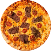 Premium: Entrecot - Pizza Grande (Ingredientes: Entrecot, Molho de tomate, Mussarela, Orégano, Provolone, Tomate Cereja)