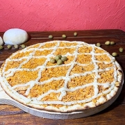 salgadas: 26 - Frango c/ Catupiry - Pizza Massa Fina (Ingredientes: Catupiry, Frango)