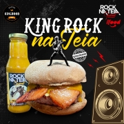 Hambúrguers: King Rock Na Teia - Hambúrguer (Ingredientes: Pão Australiano, Mostarda com Manga e Habanero, Bacon Artesanal 8mm, Hambúrguer Angus 180gr defumado, Queijo Prato Polenghi)