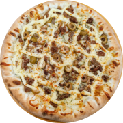 Salgadas: BASCA (filé, azeitonas, parmesão e catupiry) - Pizza G (Ingredientes: Azeitonas Verdes, Catupiry, Filé, Molho de Tomate, Mussarela, Orégano, Parmesão)
