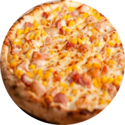 Tradicionais: Corn & Bacon - Pizza Grande (Ingredientes: Bacon, Milho, Molho de tomate, Mussarela, Orégano)