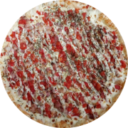 Tradicionais: Basca - Pizza Grande (Ingredientes: Bacon, Catupiry, Molho de tomate, Mussarela, Orégano, Tomate Picado)