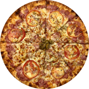 Tradizionale: 06- Napolitana (Bauru) - Pizza Grande (Ingredientes: Azeitona, Molho de Tomate, Mussarela, Orégano, Presunto, Rodelas Fresquinhas de Tomate)