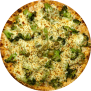 Vegetais: 25- Brócolis - Pizza Grande (Ingredientes: Azeitona, Delicioso Brócolis Fresquinho, Molho de Tomate, Mussarela, Orégano)