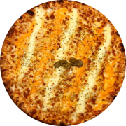 Premiale: 22- Queijos Prime - Pizza Grande (Ingredientes: Azeitona, Catupiry, Cheddar, Molho de Tomate, Mussarela, Orégano, Parmesão da Canastra)