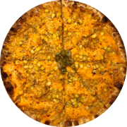 Especiale: 10- Bavária - Pizza Grande (Ingredientes: Azeitona, Cheddar, Frango Desfiado, Milho Verde, Molho de Tomate, Orégano)
