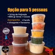 Porção Separada Para 5 Pessoas: Feijoada - Porção Separada 5 Pessoas - 1.6K Feijoada - 800Gr Arroz - Porção Separada Para 5 Pessoas - Acompanha Arroz, Feijoada, Torresmo, Couve, Farofa e Vinagrete.