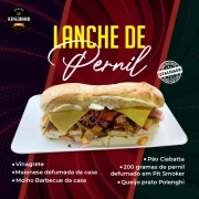 Hambúrguers: Lanche de Pernil - Hambúrguer (Ingredientes: Pão Ciabatta, Pernil, Queijo Prato Polenghi, Vinagrete, Maionese da Casa, Molho Barbecue)