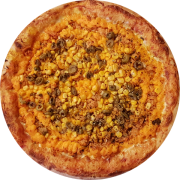 Tradicionais: Frango c/ milho - Pizza Grande (Ingredientes: Molho de Tomate, Mussarela, Peito de Frango Desfiado, Milho Verde, Cheddar, Azeitona Verde, Orégano)