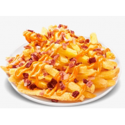 Petisco: Batata Frita do Rei com Cheddar e Bacon (300 g). - Acompanhamento: molho especial.