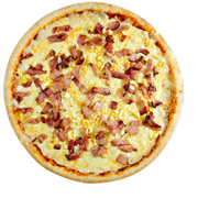 Sabores: Bacon - Pizza Maracanã 50cm/ 16 fatias (Ingredientes: Bacon, Molho, Muçarela, Orégano)