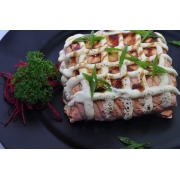 Temakis: Temaki Maçaricado sheik Grill - Temaki Maçaricado (Ingredientes: Cebolinha, Gergelim, Molho Teriyaki, Salmão Grelhado)