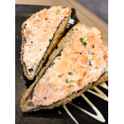Temaki: Original hot - Salmão, cream cheese, gergilim, cebolinha e alga e teryaki em cima(sem arroz e todo empanado)