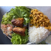 Churrascos: 159-Misto P/1Pessoa(02 Sobre coxas) - Churrasco (Ingredientes: Arroz, Feijão, Salada de Maionese, Vinagrete)