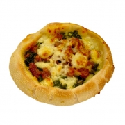Esfihas Salgadas: Esfiha Escarola Com Bacon - Queijo Minas, Mussarela, Escarola e Bacon em Cubos