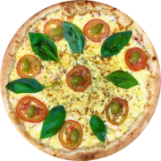 Tradicionais: Marguerita - Pizza Família (Ingredientes: Azeitona, Manjericão, Molho de Tomate, Mussarela, Orégano, Tomate)