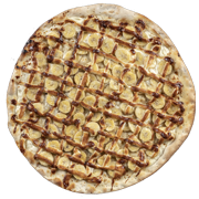 Pizzas Doces: Banana Nevada - Pizza Família (Ingredientes: Açúcar, Banana, Canela em Pó, Chocolate Branco)