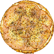 Tradicionais: Peito de Peru - Pizza Família (Ingredientes: Azeitona, Molho de Tomate, Mussarela, Orégano, Peito de Peru)