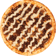 Pizzas Especiais: Moriaah - Pizza Família (Ingredientes: Azeitona, Bacon, Catupiry, Cebola, Frango, Molho de Tomate, Mussarela, Orégano)