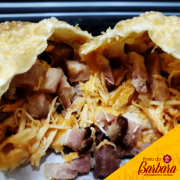 Pastéis: Frango com Bacon - Frango e Bacon.