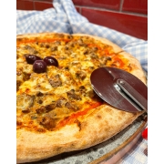 Com Carne: 35 - Strogonoff - Pizza Grande (8 Fatias 35cm) (Ingredientes: Batata Palha, Champignon, Molho de Tomate Italiano, Muçarela, Orégano, Strogonoff de Carne)