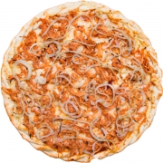 Salgadas: Frango c/ Cebola - Pizza Família (Ingredientes: Cebola, Molho, Mussarela, Orégano)