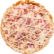 Salgadas: Bacon com Requeijão - Pizza Família (Ingredientes: Bacon, Catupiry, Molho, Mussarela, Orégano)