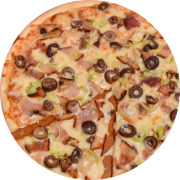 Salgadas: Alho Poró Com Bacon - Pizza Média (Ingredientes: Alho Poró, Azeitona Preta, Bacon, Mussarela)