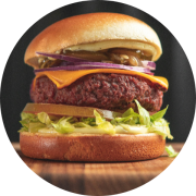 Hambúrguers: Vegetariano - Hambúrguer (Ingredientes: Alface, Burger Vegetariano, Cebola Roxa, Maionese da Casa, Pão Brioche, Picles de Pepino da Casa, queijo cheddar, Tomate)