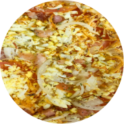 Especiais: Brutus - Pizza Grande (Ingredientes: Azeitona, Bacon, Cebola, Frango, Mussarela, Orégano, Ovo)