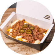 Porção: Batata Frita 300g com Catupiry, Pulled Pork e Pimenta Jalapeño - Batata Frita 300g com Catupiry, Pulled Pork e Pimenta Jalapeño