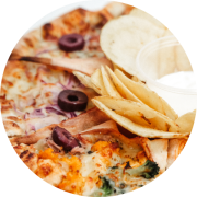 Salgadas: 01-Abobrinha - Guirlanda Média (Ingredientes: Fatias de Abobrinha Refogada, Molho de Tomate, Mussarela, Orégano, Queijo Parmesão)