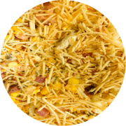 Especiais: Carbonara - Pizza Grande (Ingredientes: Bacon, Batata Palha, Calabresa, Catupiry, Frango, Milho, Mussarela)