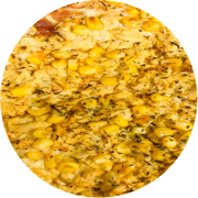 Super Especiais: Frango cremoso - Pizza Grande (Ingredientes: Creme de Leite, Frango, Milho, Molho, Mussarela, Orégano)