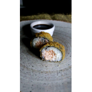 Makimono: Hot Filadelfia (10 UNIDADES) - Arroz, cream cheese e salmão enrolado em alga marinha, empanado na panko
