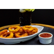 Porções: Onion Rings - Aproximadamente 250g de Onion Ringas - Anéis de cebola empanados e fritos