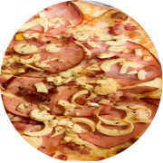 Especiais: Peito de Peru - Pizza Grande (Ingredientes: Bacon, Mussarela, Orégano, Palmito, Peito de Peru)