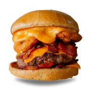 Hambúrguer: RODEIO 140g - Hambúrguer (Ingredientes: 2 Fatias Queijo Cheddar, Bacon, hamburguer costela140g, molho Americano, Onions, Pao Brioche)