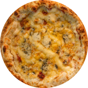 Tradicionais: Quatro Queijos - Pizza Individual (Ingredientes: Catupiry, Gorgonzola, Molho da Casa Com Tomates Pelados, Muçarela, Orégano, Parmesão)