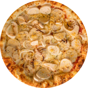 Tradicionais: Palmito - Pizza Individual (Ingredientes: Molho da Casa Com Tomates Pelados, Muçarela, Orégano Para Finalizar, Palmito, Parmesão)