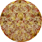 Clássicas: Mista - Pizza Pequena 25cm (Ingredientes: Calabresa Ralada, Cebola, Mozzarella, Orégano, Presunto)