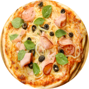 Especiais: Viena - Pizza Pequena 25cm (Ingredientes: Azeitona Preta, Cebola, Manjericão, Molho, Mozzarella de Búfala, Orégano, Peito de Peru)