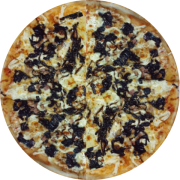 Gourmet: Brasiliana - Pizza Pequena 25cm (Ingredientes: Cebola Caramelizada, Cream Cheese, Cubos de Bacon, Molho, Mozzarella, Orégano)
