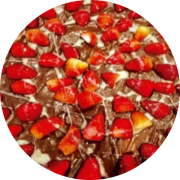 Pizza doce: Morango com chocolate - Pizza Grande 35cm (Ingredientes: Chocolate ao leite, Leite condensado, Morango)